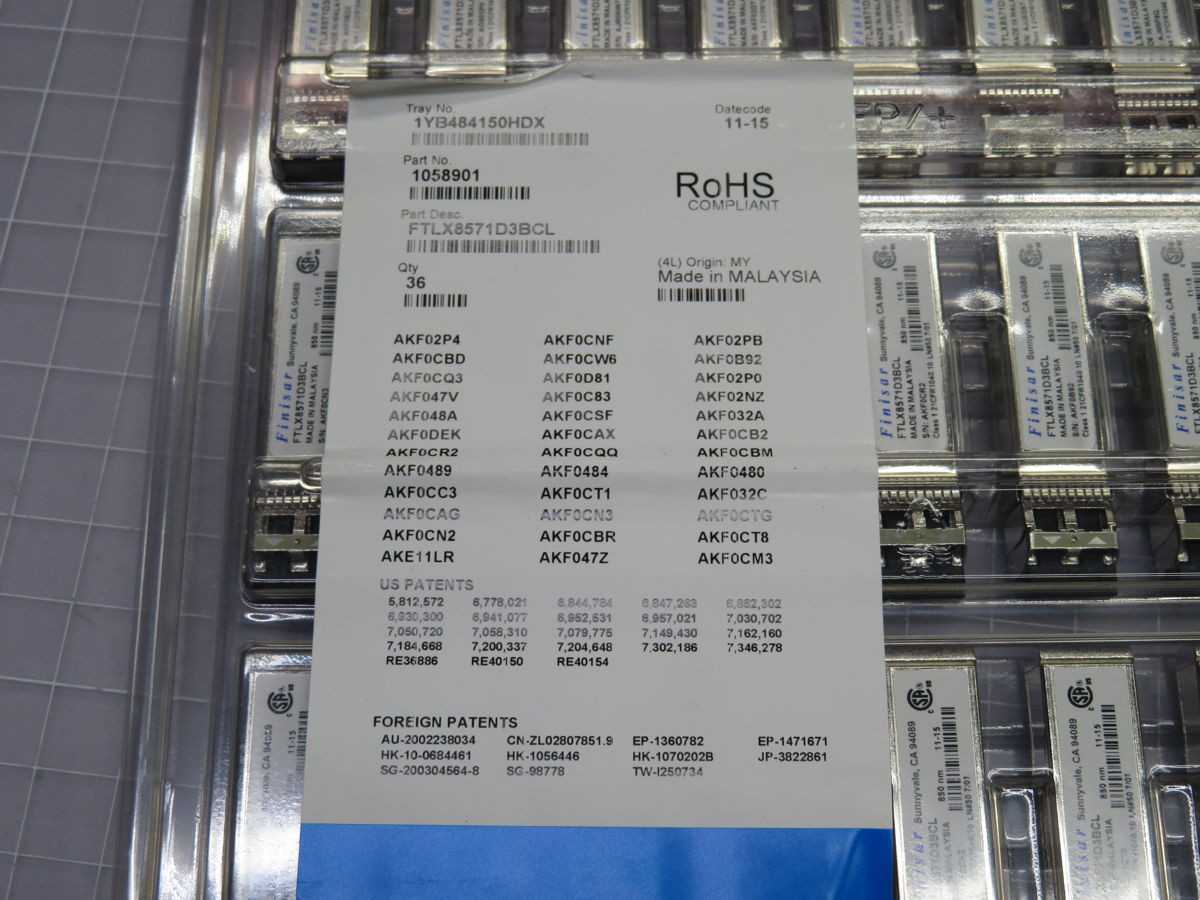 LOT OF 36 FINISAR FTLX8571D3BCL TRANSCEIVER T252491 - TELECOMMUNICATION