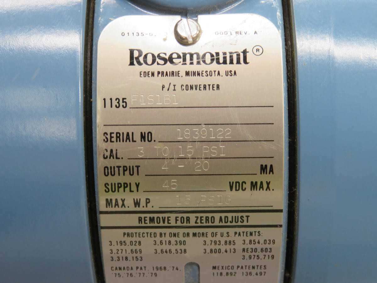 ROSEMOUNT 1135F1S1B1 PRESSURE TRANSMITTER T234163 - PRESSURE TRANSMITTER