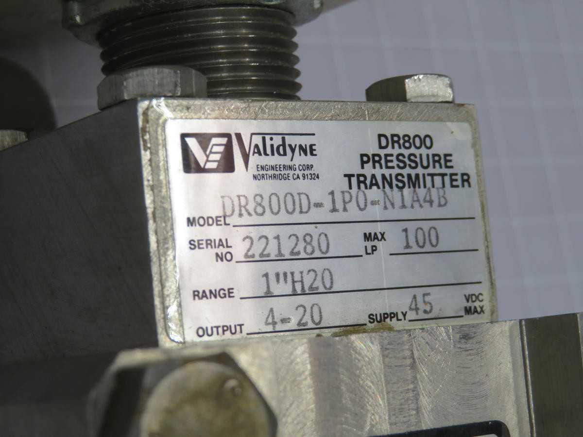 Validyne DR800D-1P0-N1A4B Pressure Transmitter T242068 - PRESSURE TRANSMITTER