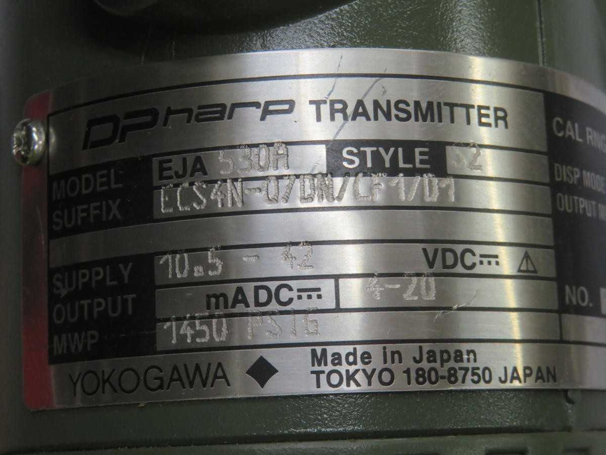YOKOGAWA EJA530A-ECS4N-01DN/CF1/D1 PRESSURE TRANSMITTER T242386 - FLOW TRANSMITTER