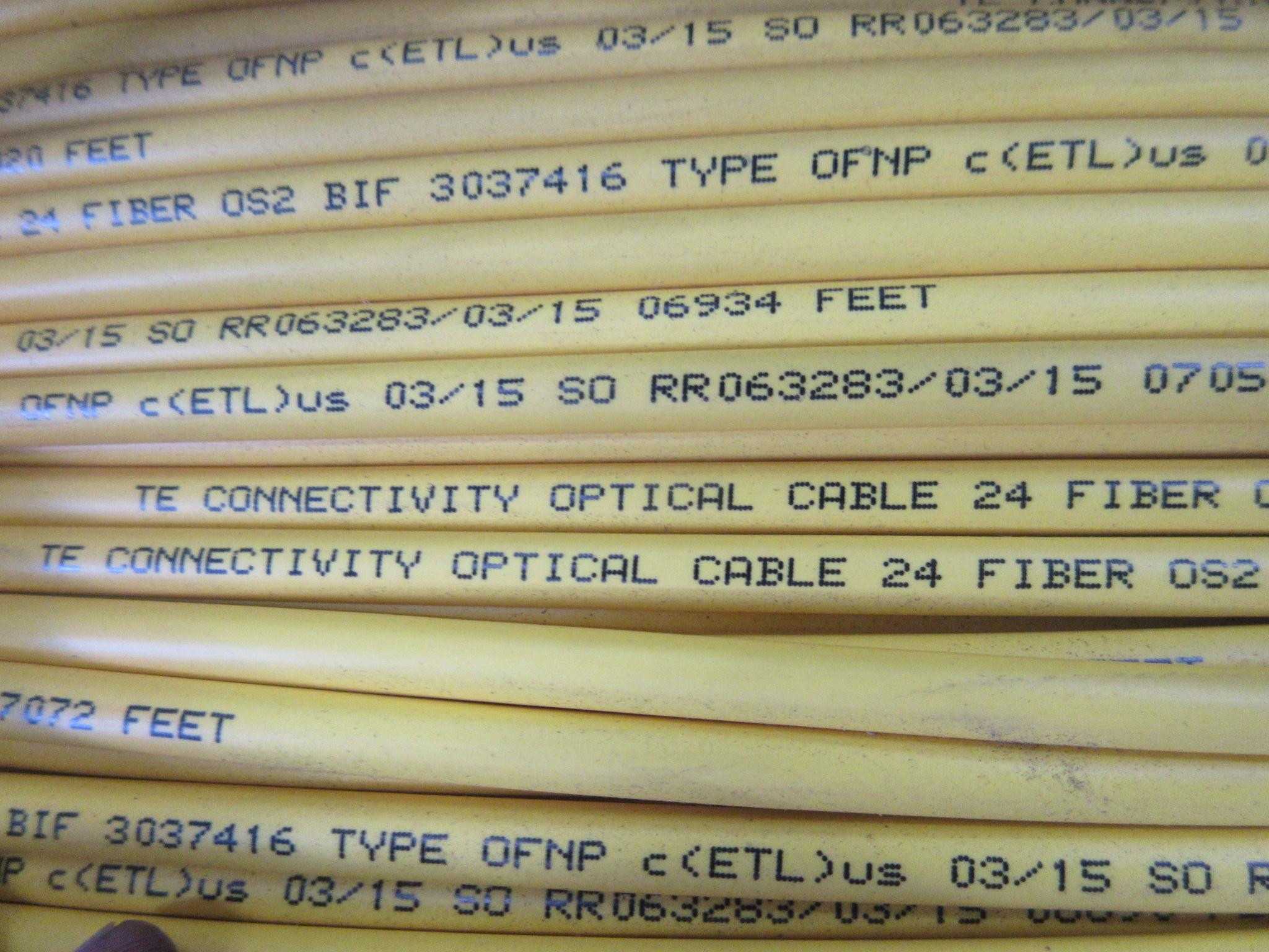 TE RR063283/03/15 FIBER OPTICAL CABLE 24 F OFNP OS2 BIF 7000 FT T108443 - FIBER OPTIC CABLE