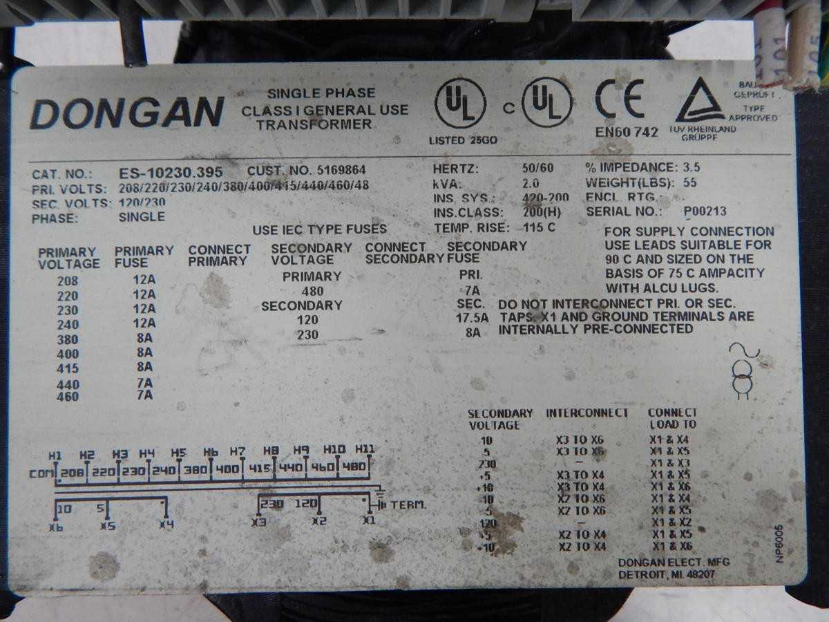 DONGAN ES-10230.395 MULTI VOLTAGE TRANSFORMER 2 KVA M4149 - INDUSTRIAL PARTS