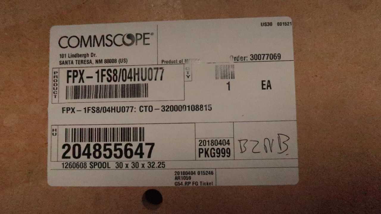 COMMSCOPE FPX-1FS8/04HU077 320000108815 FIBER OPTIC CABLE ASSEMBLY PANEL 48 FIBER SINGLE MODE 252 FT - FIBER OPTIC CABLE