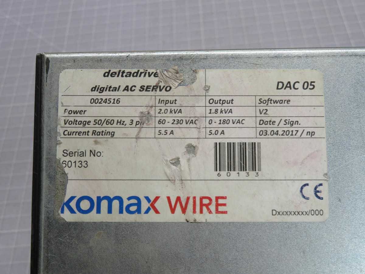 KOMAX WIRE DAC05 DIGIITAL AC SERVO DRIVE T245009 - AC VFD DRIVES