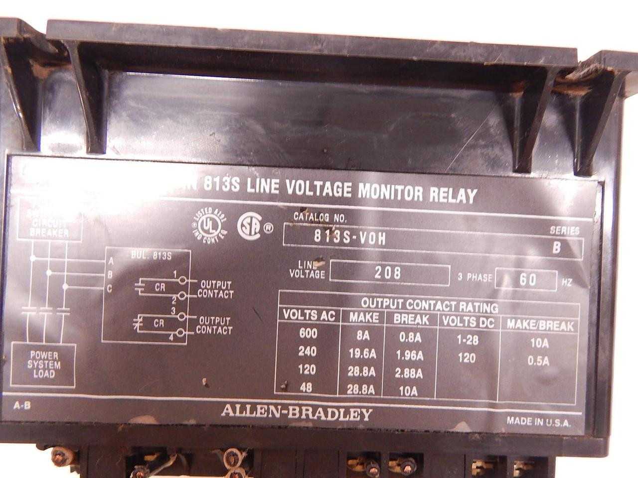 ALLEN BRADLEY BULLETIN 813S-V0H SOLID-STATE LINE VOLTAGE MONITOR RELAY T71368 - SAFETY RELAY