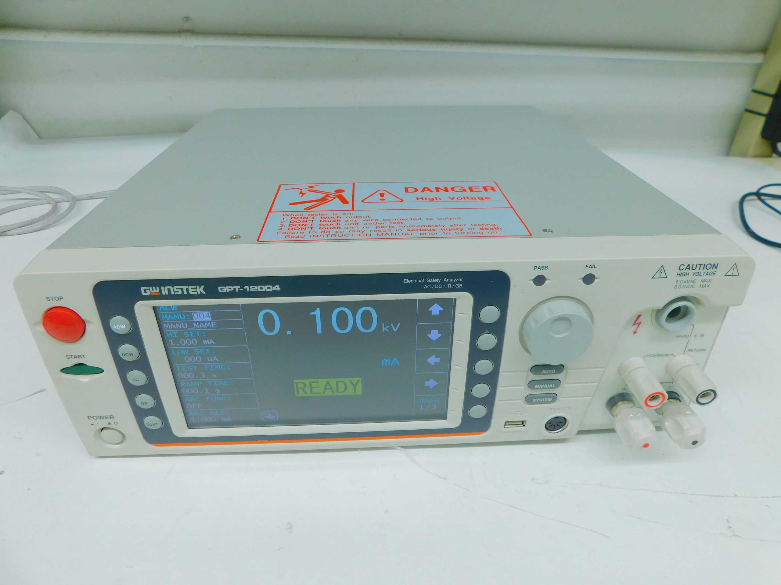 GWINSTEK GPT-12004A ELECTRICAL SAFETY ANALYZER AC/DC/IR/GB/CONT. HI-POT - HIPOT TESTER