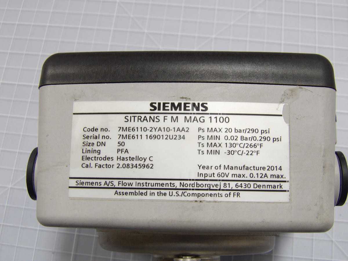 SIEMENS 7ME6110-2YA10-1AA2 SITRAN FM MAG 1100 SITRANS FM ELECTROMAGNETIC FLOW SENSOR 60V MAX SIZE DN - PRESSURE TRANSMITTER