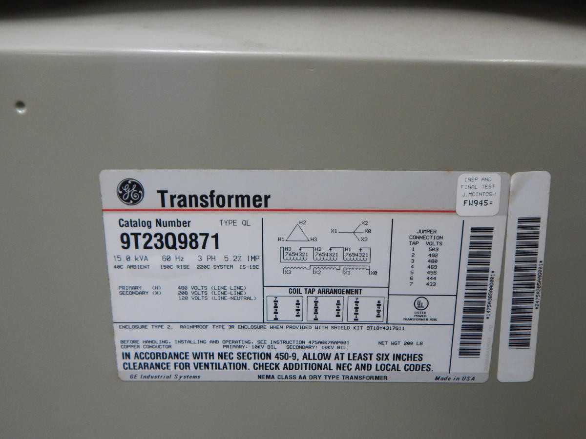 GE 9T23Q9871 TYPE QL TRANSFORMER 15 KVA 3 PH M2581 - DRY TRANSFORMERS