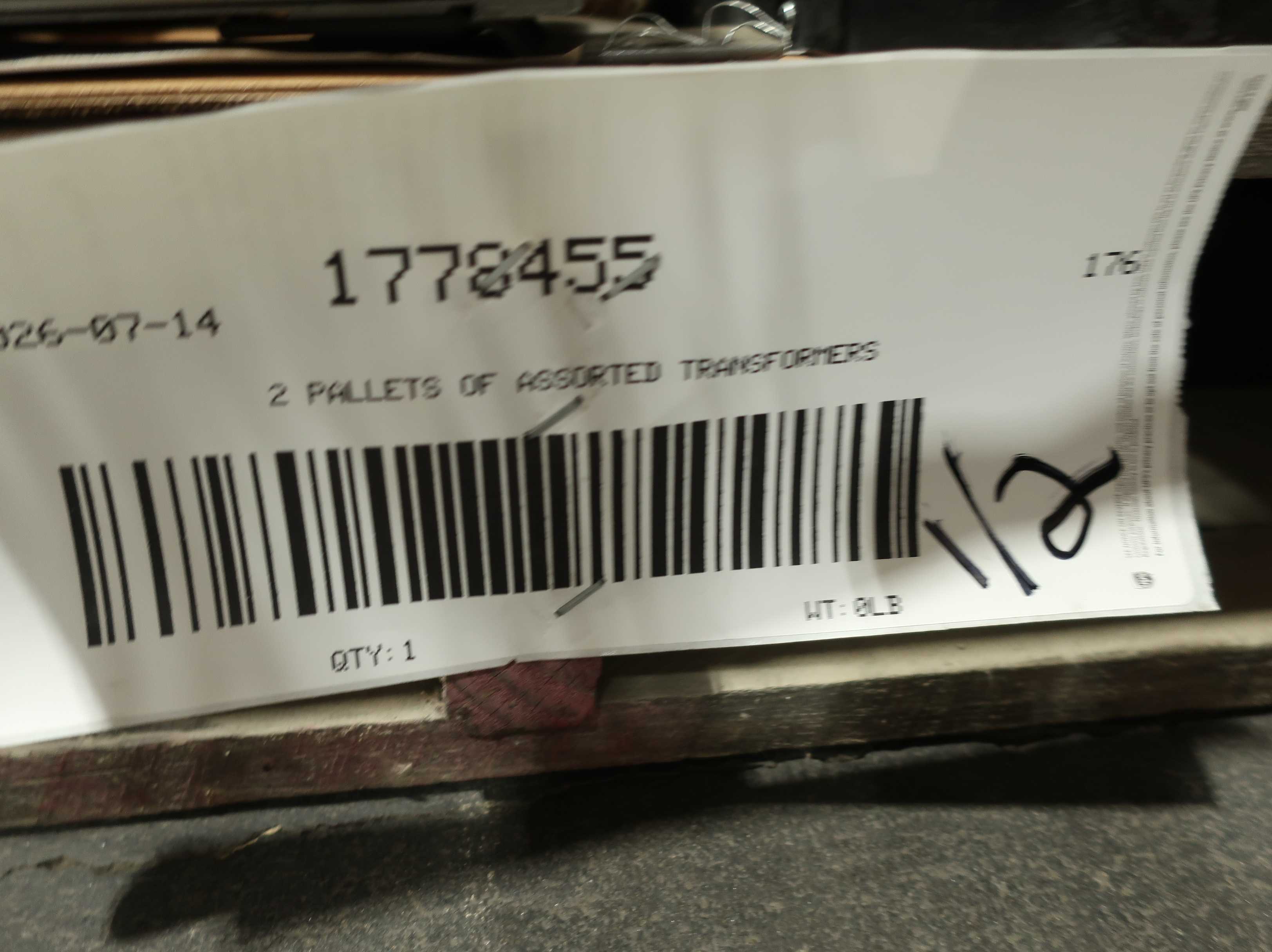 SKU 1778455 - 2 PALLETS OF ASSORTED TRANSFORMERS - POWER TRANSFORMERS