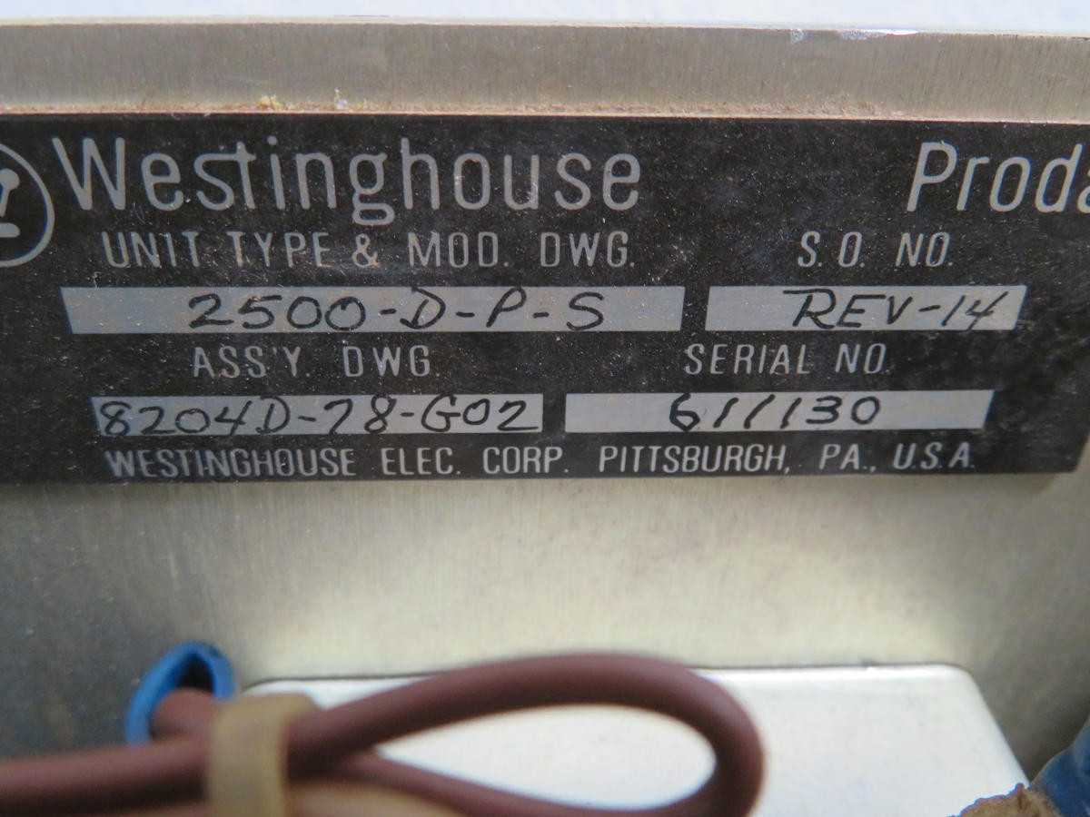Westinghouse 2500-D-P-S Unit T203706 For Sale - AUTOMATION & CONTROLS