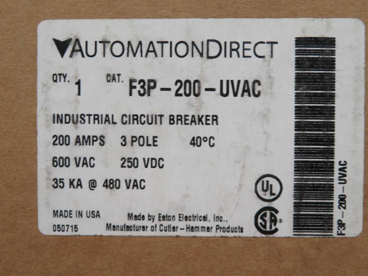 AUTOMATION DIRECT F3P-200-UVAC INDUSTRIAL CIRCUIT BREAKER T199117 - AUTOMATION & CONTROLS
