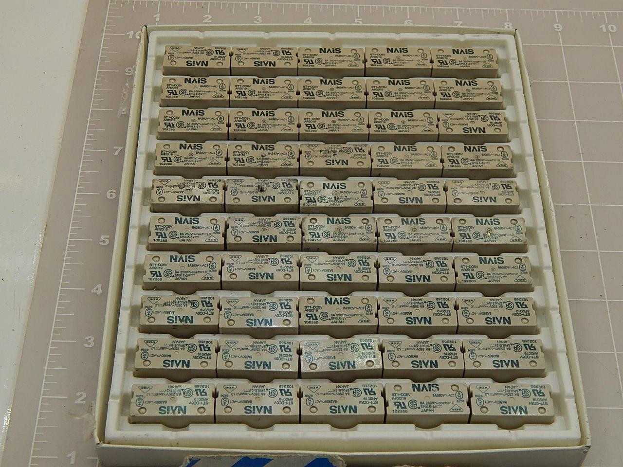 LOT OF 50 NAIS ST1-DC5V AR2019 GENERAL PURPOSE RELAYS 8A 5VDC 1FORMA/1FORMB PCB T86958 - ELECTRICAL RELAYS