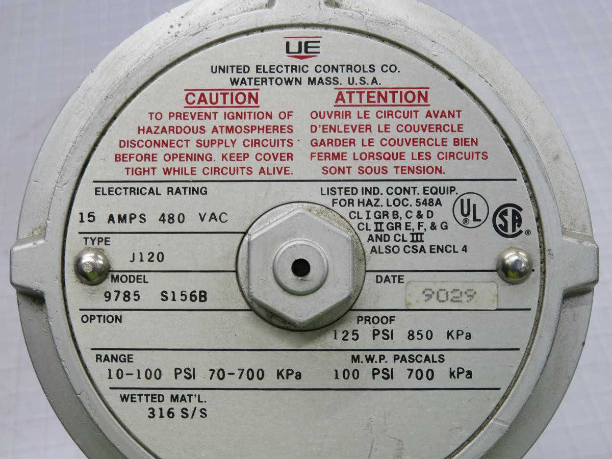 UNITED ELECTRIC 9785 S156B PRESSURE SWITCH T214068 - SWITCHES