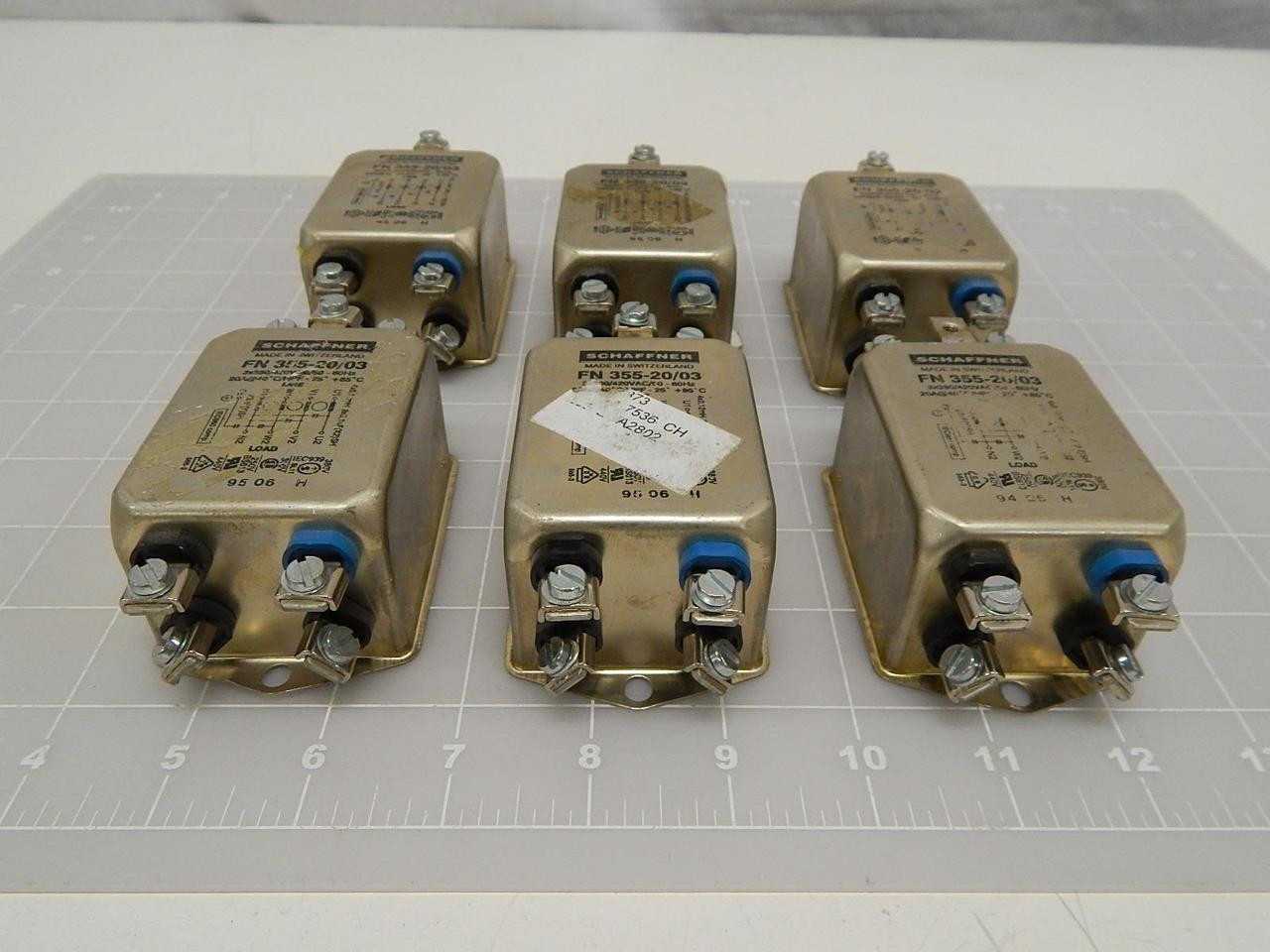 LOT OF 6 SCHAFFNER FN 355-20/03 POWER LINE FILTER T69038 - LINE FILTERS