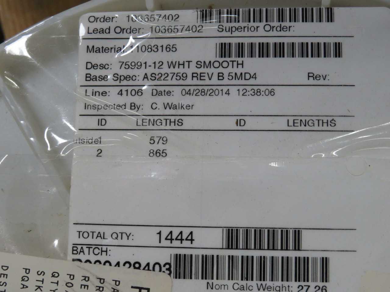 Nexans M22759/91-12-9 Mil Spec Cable 1400 Ft - Smooth White T190402 - ELECTRICAL WIRE