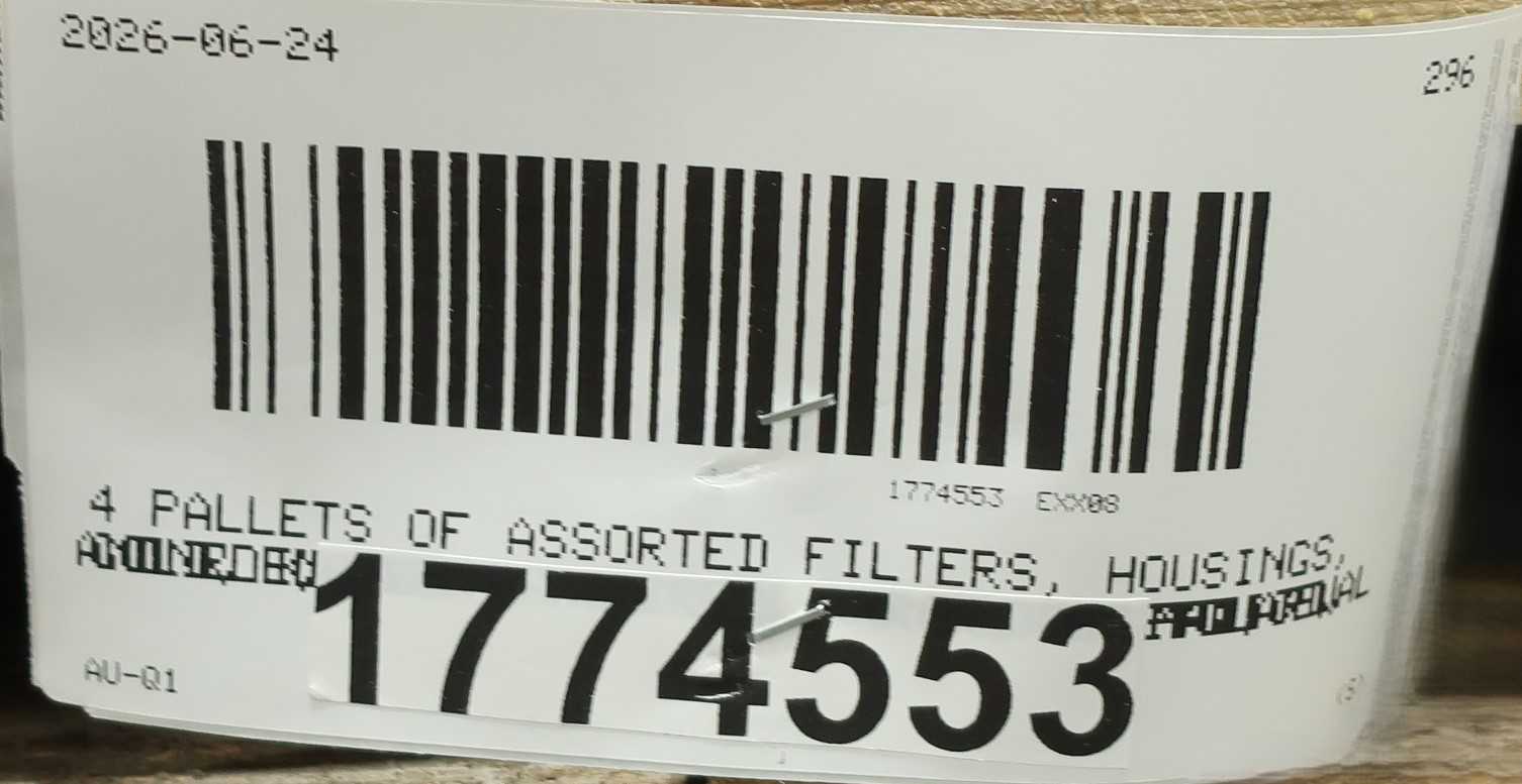 SKU 1774553 - 4 PALLETS OF ASSORTED FILTERS - FILTRATION