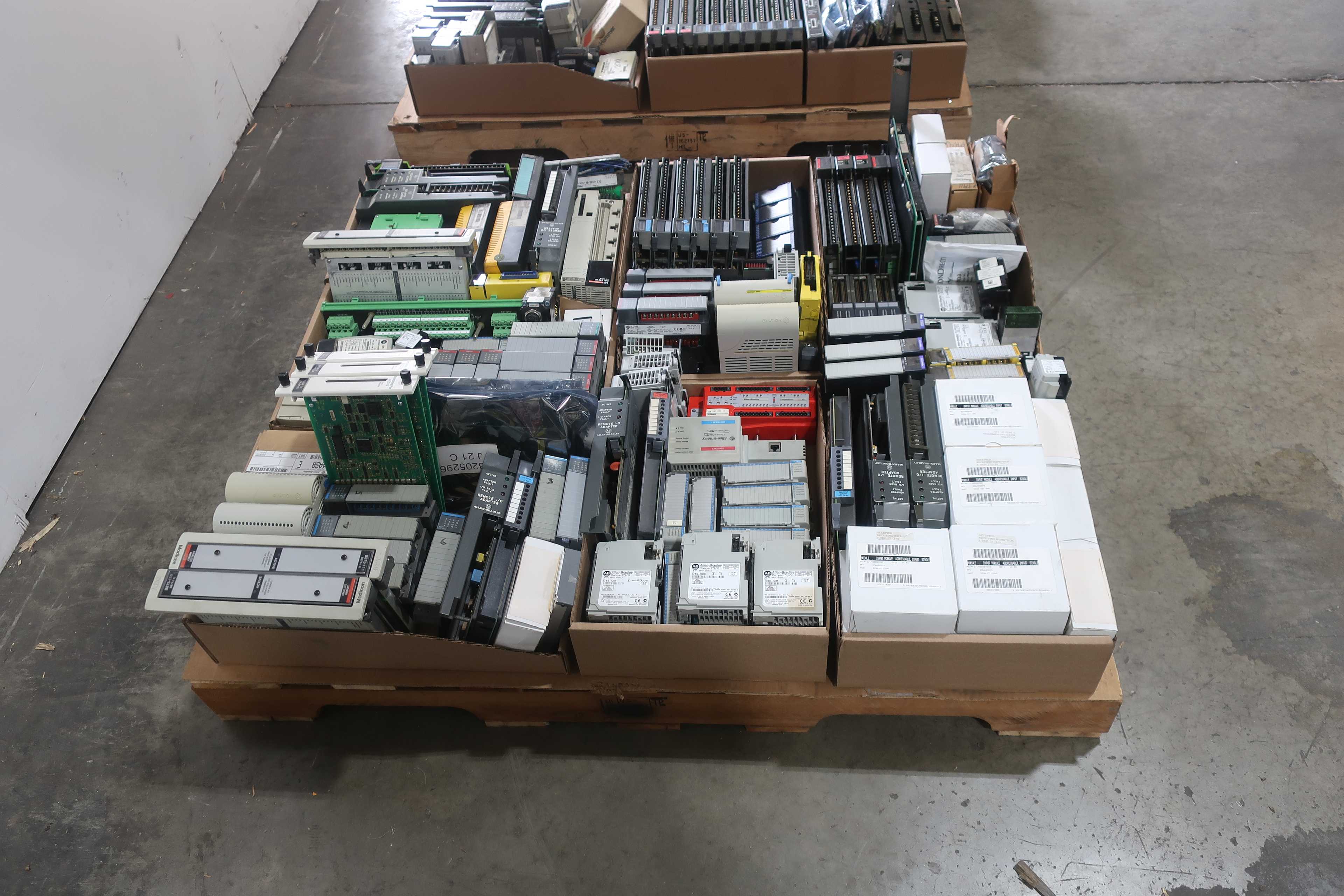 SKU 1762770 - 2 PALLETS OF ASSORTED MODULES, CONTROLERS, I/O, INPUT, OUTPUT, MEMORY, EITHERNET - AUTOMATION & CONTROLS