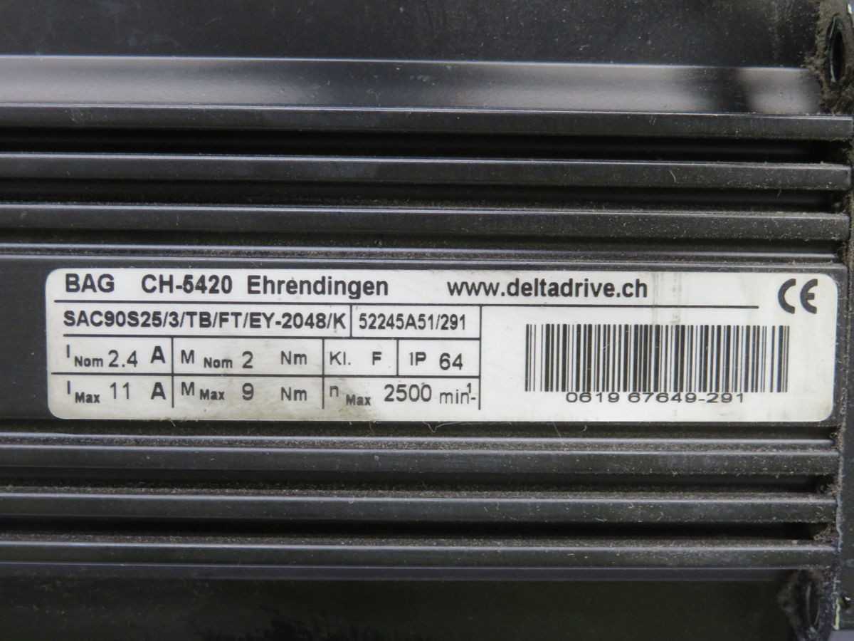 Delta Drive SAC90S25/3/TB/FT/EY-2048/K Servo Motor T255308 - SERVO