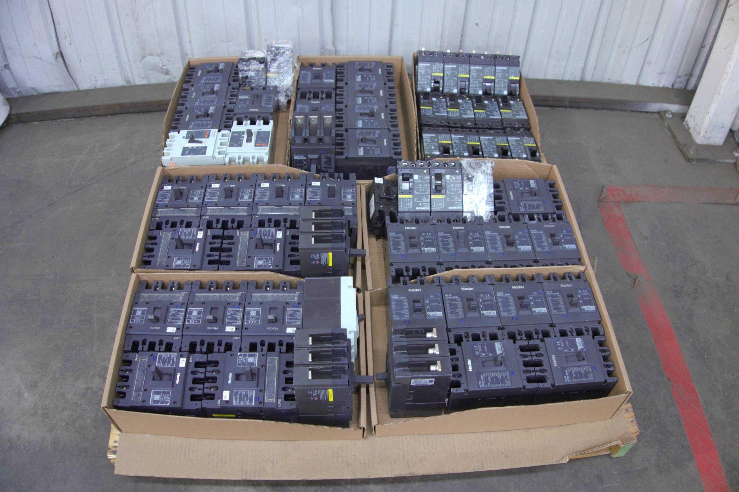 SKU 1785943 - PALLET OF ASSORTED CIRCUIT BREAKERS; SQUARE D, NADER - CIRCUIT BREAKERS