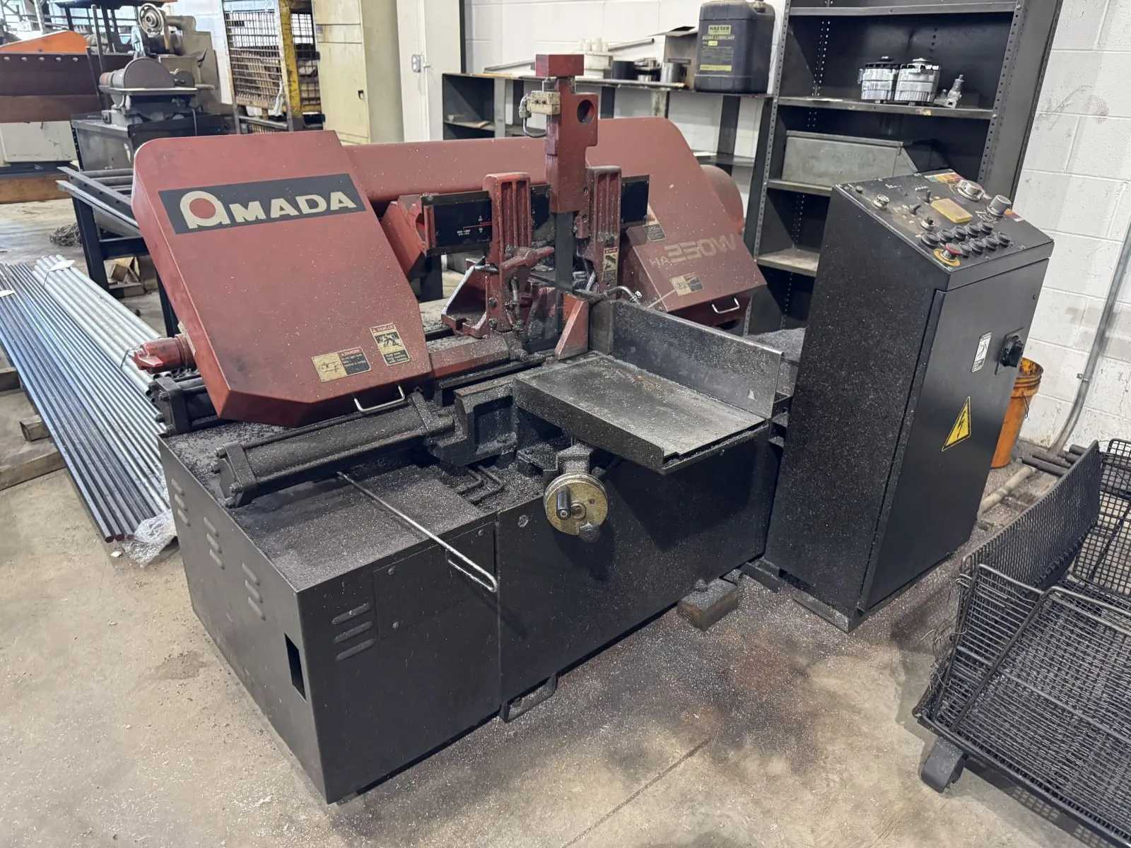 2003 AMADA HA-250W BAND SAW, 10" CAP, 5 HP, AUTOMATIC FEED, 220V 3-PHASE - HORIZONTAL BAND SAWS