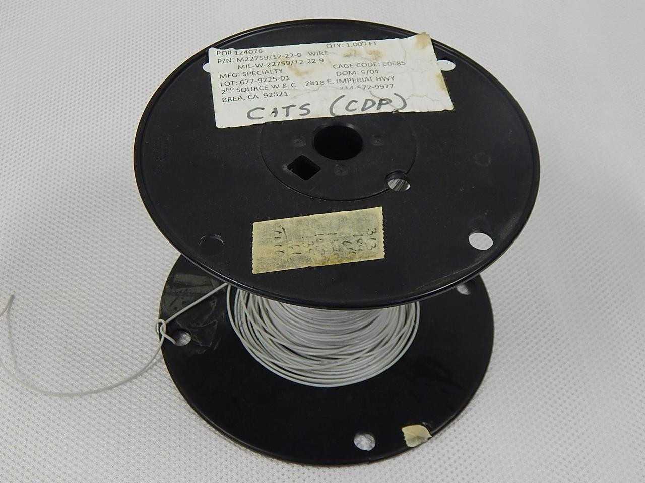 LOT OF 313 FT M22759/12-22-9 MIL-W-22759//12-22-9 WIRE- NICKEL PLATED COPPER 22 AWG EXTRUDED PTFE 26 - ELECTRICAL WIRE
