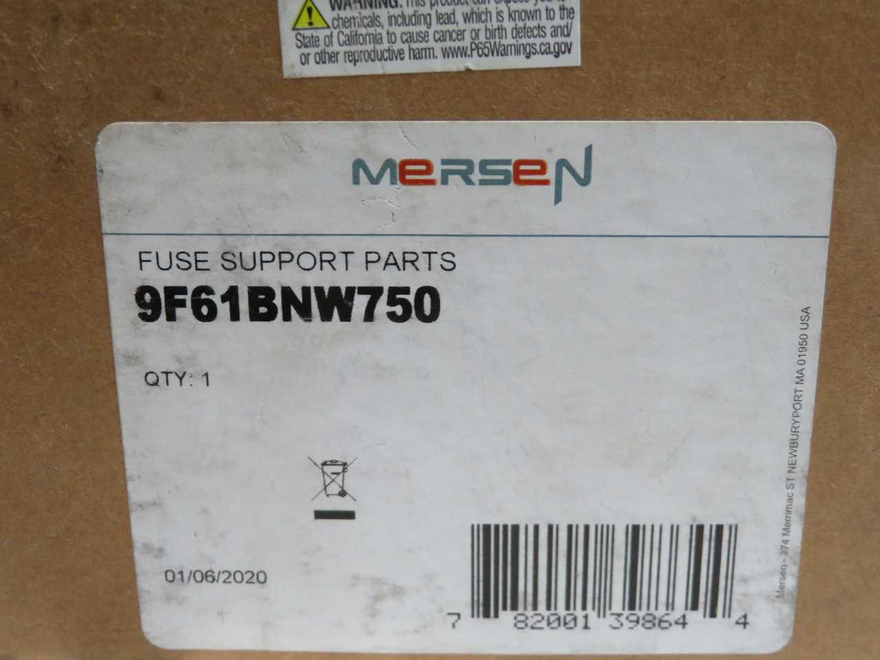 LOT OF 2 MERSEN 9F61BNW750 FUSE SUPPORT T192015 - FUSE BLOCKS