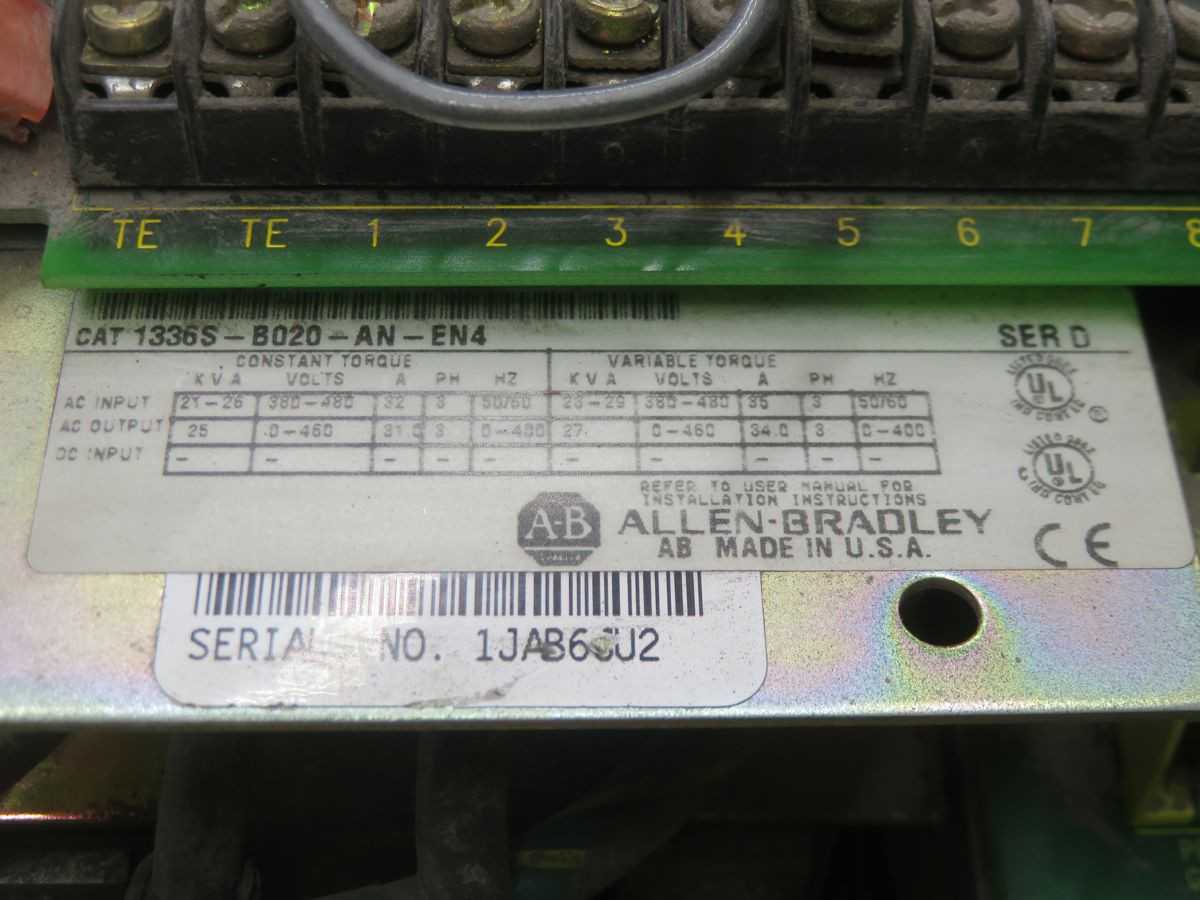 Allen Bradley 1336S-B020-AN-EN4 AC Drive T259462 - High Performance Control - AC VFD DRIVES