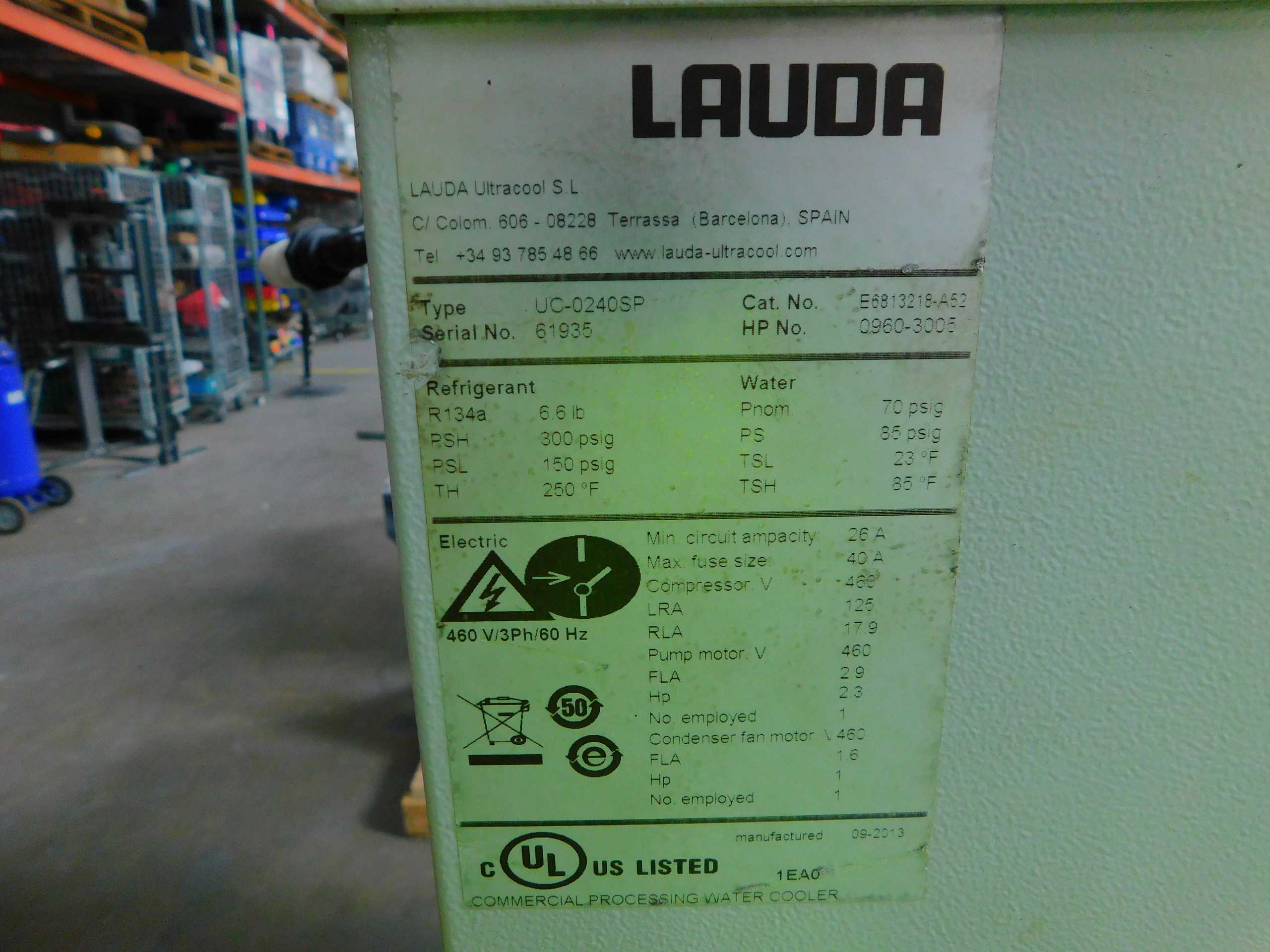 LAUDA UC-0240SP Air-Cooled Recirculating Chiller, 26.3kW, 480V, 130L/min - CHILLERS