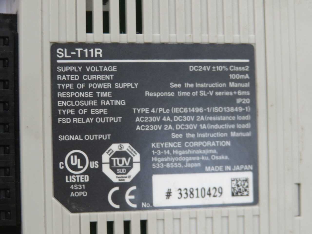 KEYENCE SL-T11R SAFETY CONTROL RELAY T245751 - SENSORS