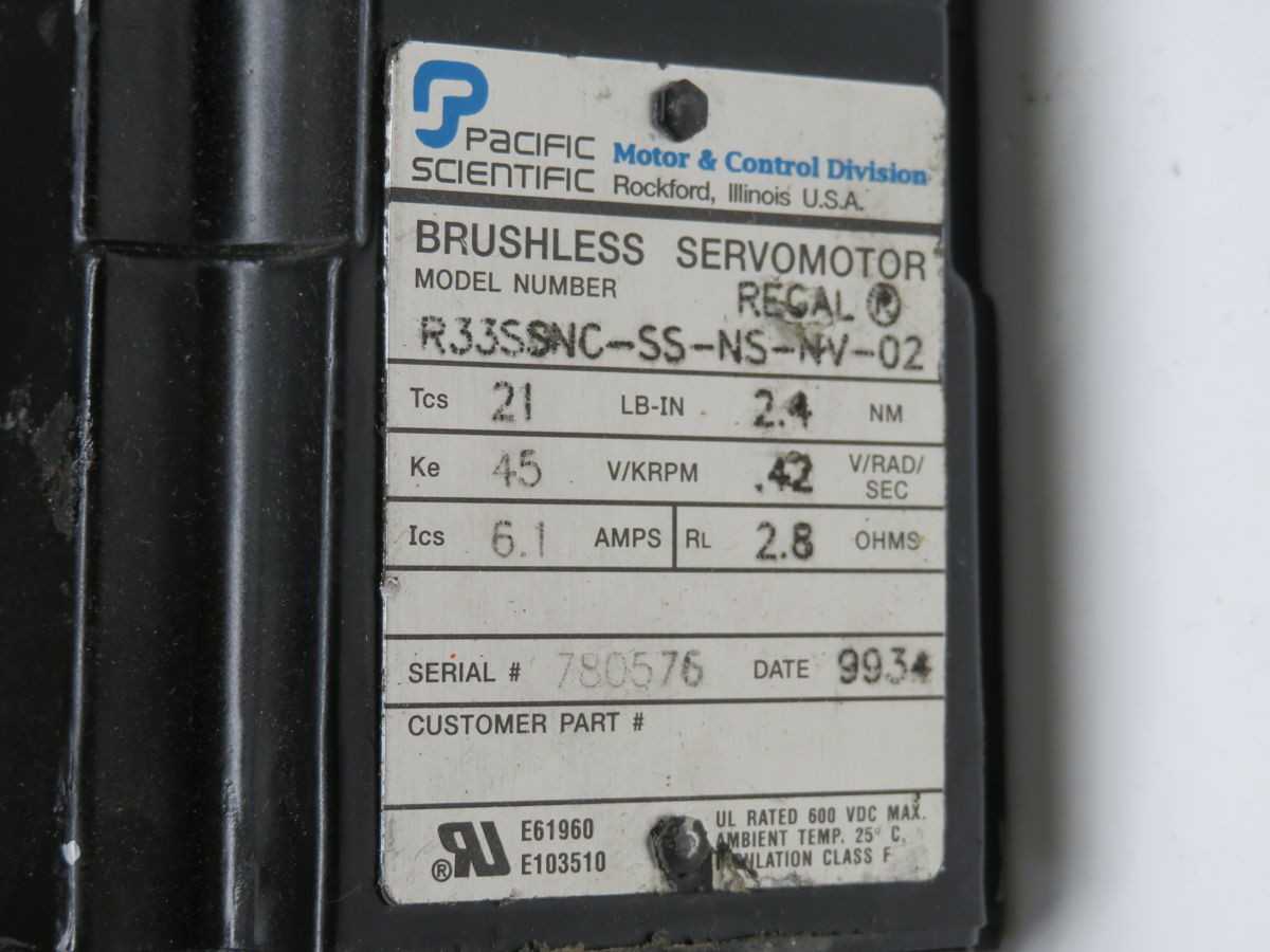 PACIFIC SCIENTIFIC R33SSNC-SS-NS-NV-02 SERVO MOTOR T249853 - SERVO MOTORS