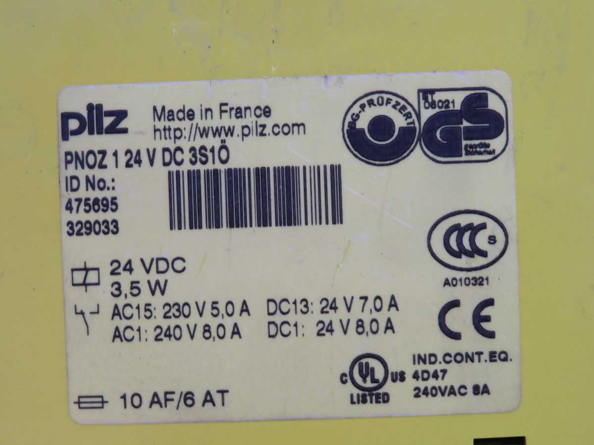 PILZ PNOZ 1 24 V DC 3S1O SAFETY RELAY T253623 - SWITCHES