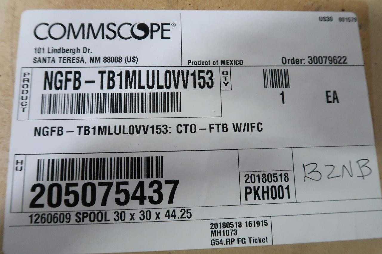 COMMSCOPE NGFB-TB1MLUL0VV153 NEXT GENERATION FRAME FIBER TERMINATION BLOCK W/ FIBER OPTIC CABLE T130 - FIBER OPTIC CABLE