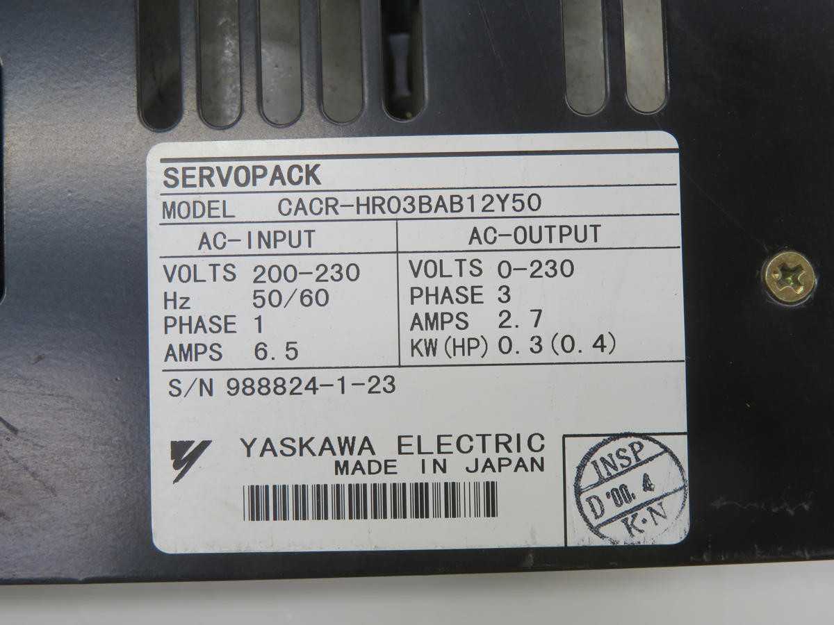 YASKAWA CACR-HR03BAB12Y50 SERVO PACK T243280 - SERVO DRIVES