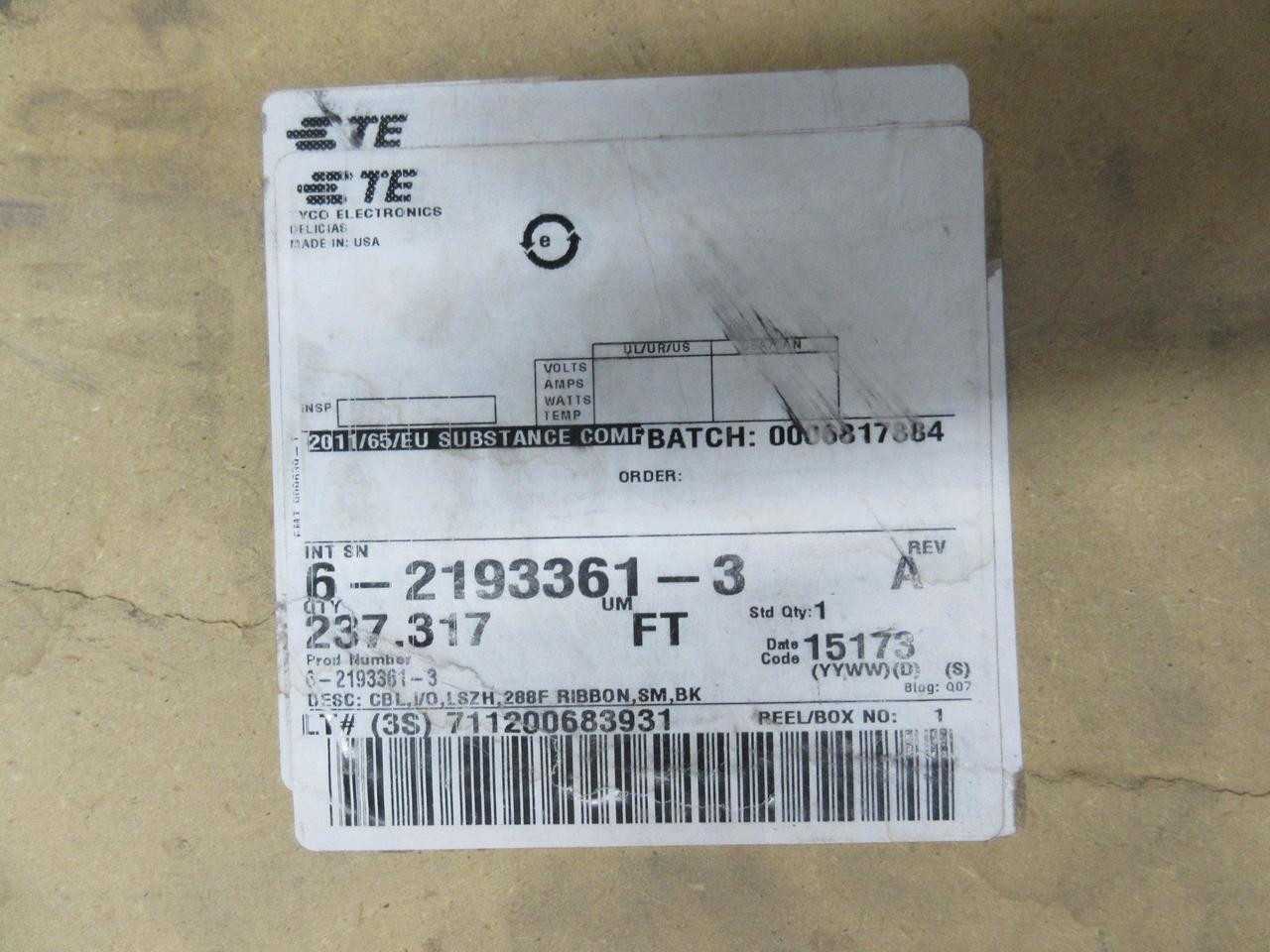 TE CONNECTIVITY 9700684 OFN-LS FT4-ST1 6-2193361-3 237 FT OS2 SINGLE MODE 052 FIBER OPTIC CABLE 288 - FIBER OPTIC CABLE