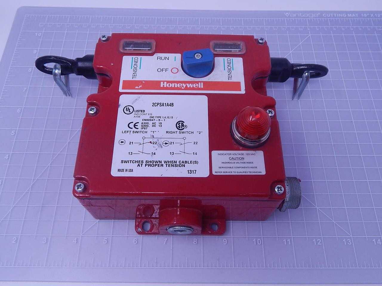 HONEYWELL 2CPSA1A4B CABLE PULL SAFETY SWITCH T129328 - SWITCHES