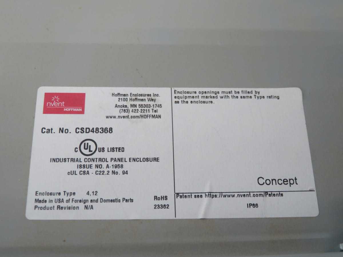 HOFFMAN CSD48368 CONTROL PANEL ENCLOSURE T243217 - ELECTRICAL ENCLOSURES