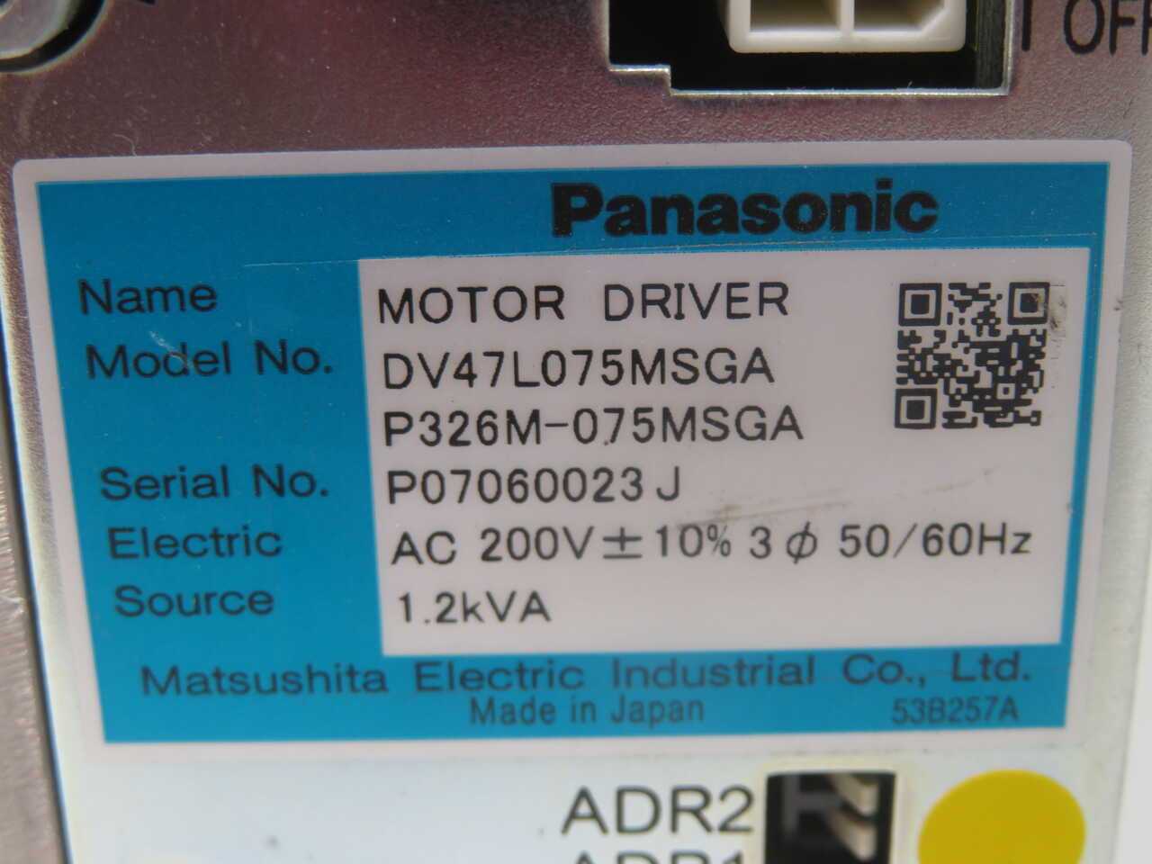 PANASONIC DV47L075MSGA P326M-075MSGA SERVO MOTOR DRIVER T270473 - SERVO