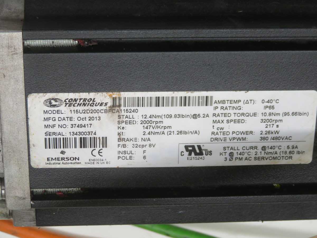CONTROL TECHNIQUES 115U2D200CBFCA115240 SERVO MOTOR T260877 - SERVO
