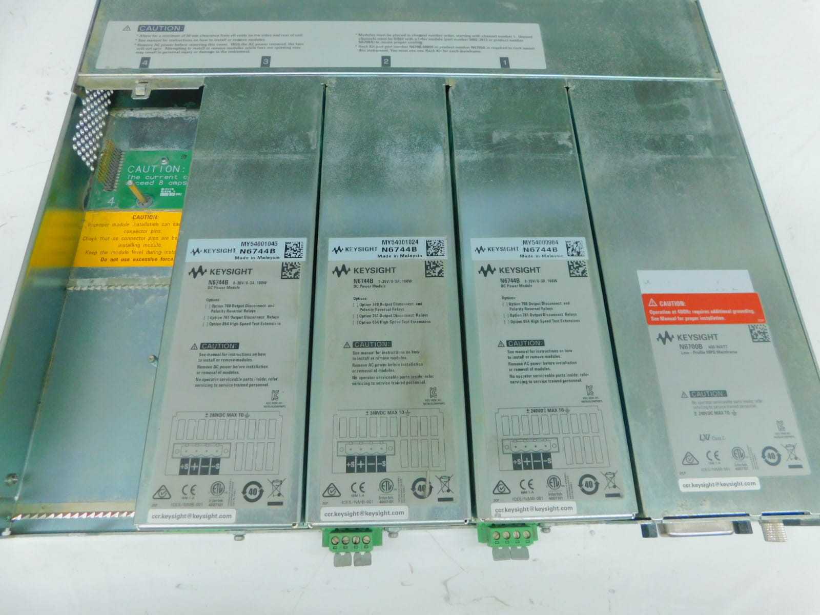 KEYSIGHT N6700B N6744B MODULAR POWER SUPPLY MAINFRAME, 400W, 120/240 VAC, 1 PHASE, 35V, 3A - ANALYZER