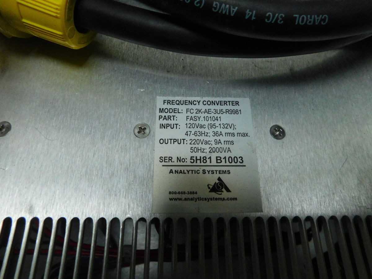 ANALYTIC SYSTEMS FC-2K-AE-3U5-R9981 FREQUENCY CONVERTER 120VAC/220VAC M5058 - CONVERTERS