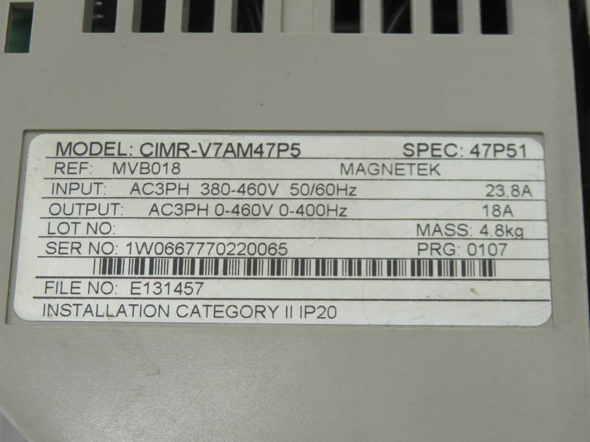 Yaskawa CIMR-V7AM47P5 AC Drive T260079 - High Performance & Reliability - AC VFD DRIVES