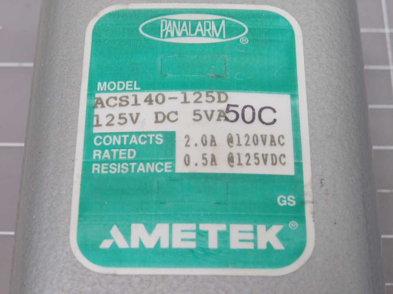 AMETEK ACS140-125D PANALARM POWER RELAY T159178 - ELECTRICAL RELAYS