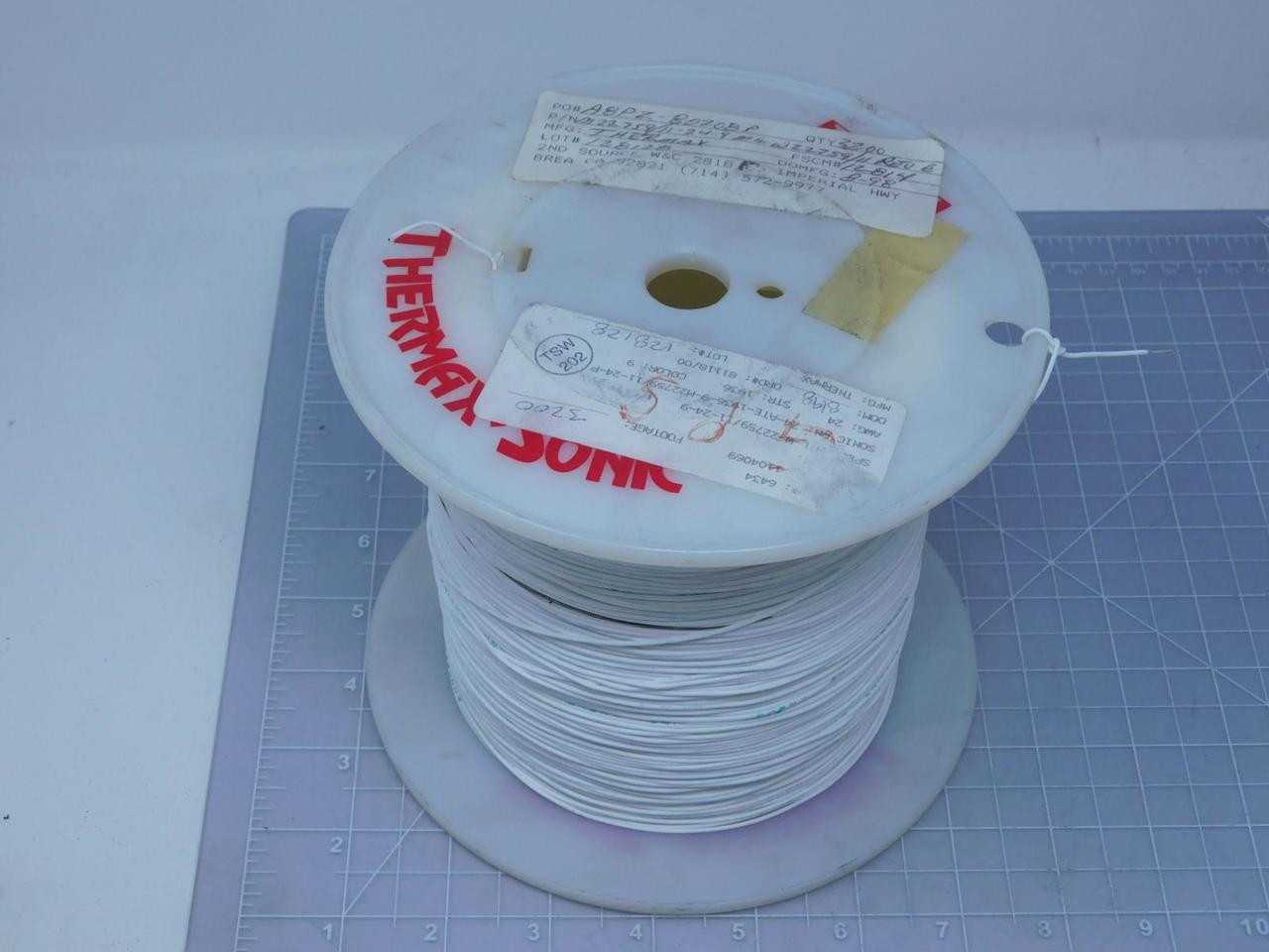LOT OF 2795 FT SONIC WIRE SALES M22759/11-24-9 WHITE HOOK UP WIRE 24 AWG 600 V T131814 - ELECTRICAL WIRE