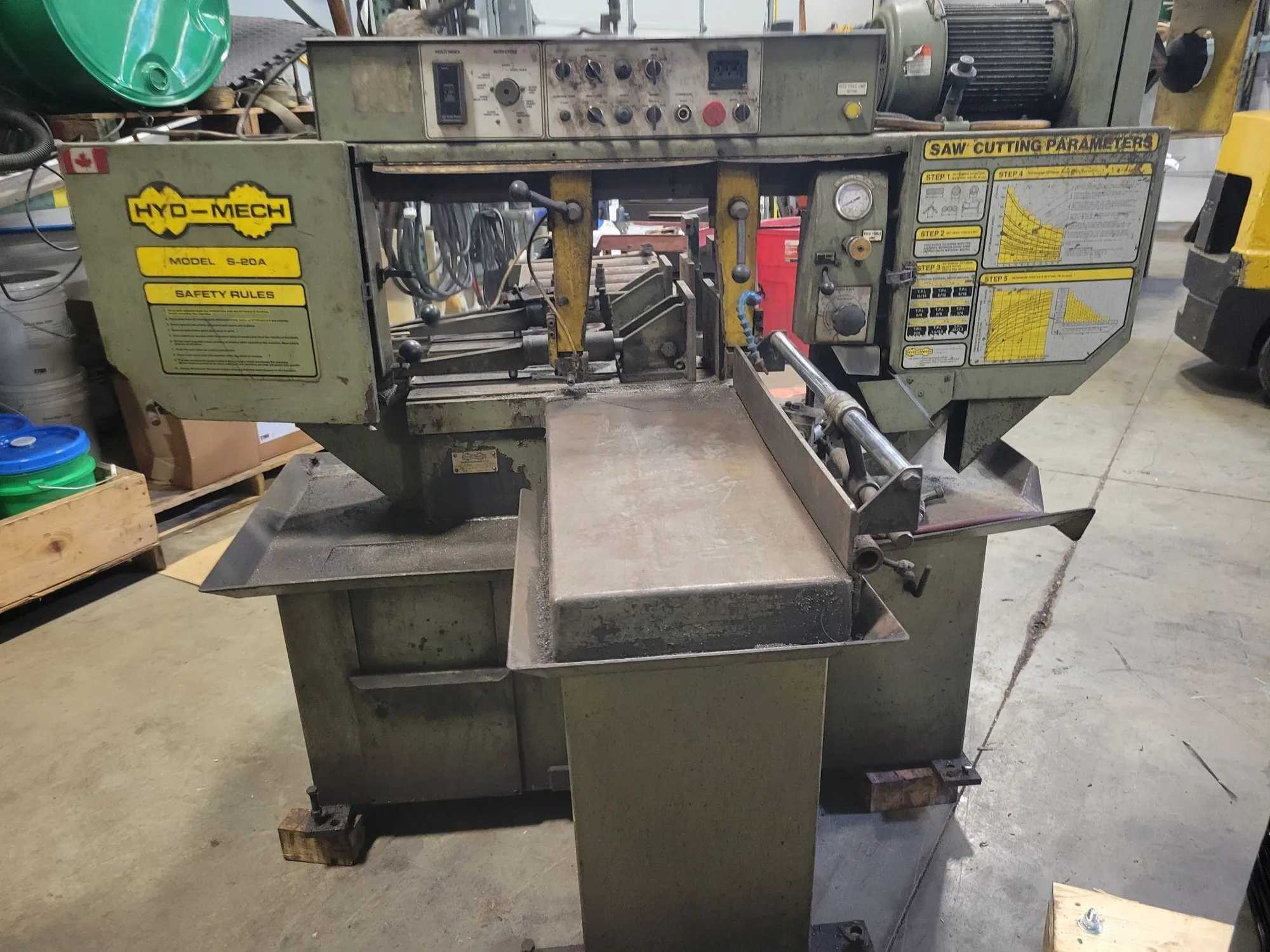 HYD-MECH S-20A Horizontal Band Saw - 220V, 3.00 HP, Flood Coolant, 75-330 Blade Speed - HORIZONTAL BAND SAWS