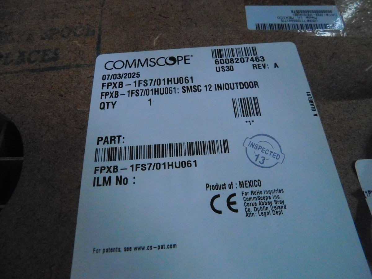 Commscope FPXB-1FS7/01HU061 Fiber Optic Termination Panel, 12 Fiber, Indoor/Outdoor, Singlemode - FIBER OPTIC CABLE