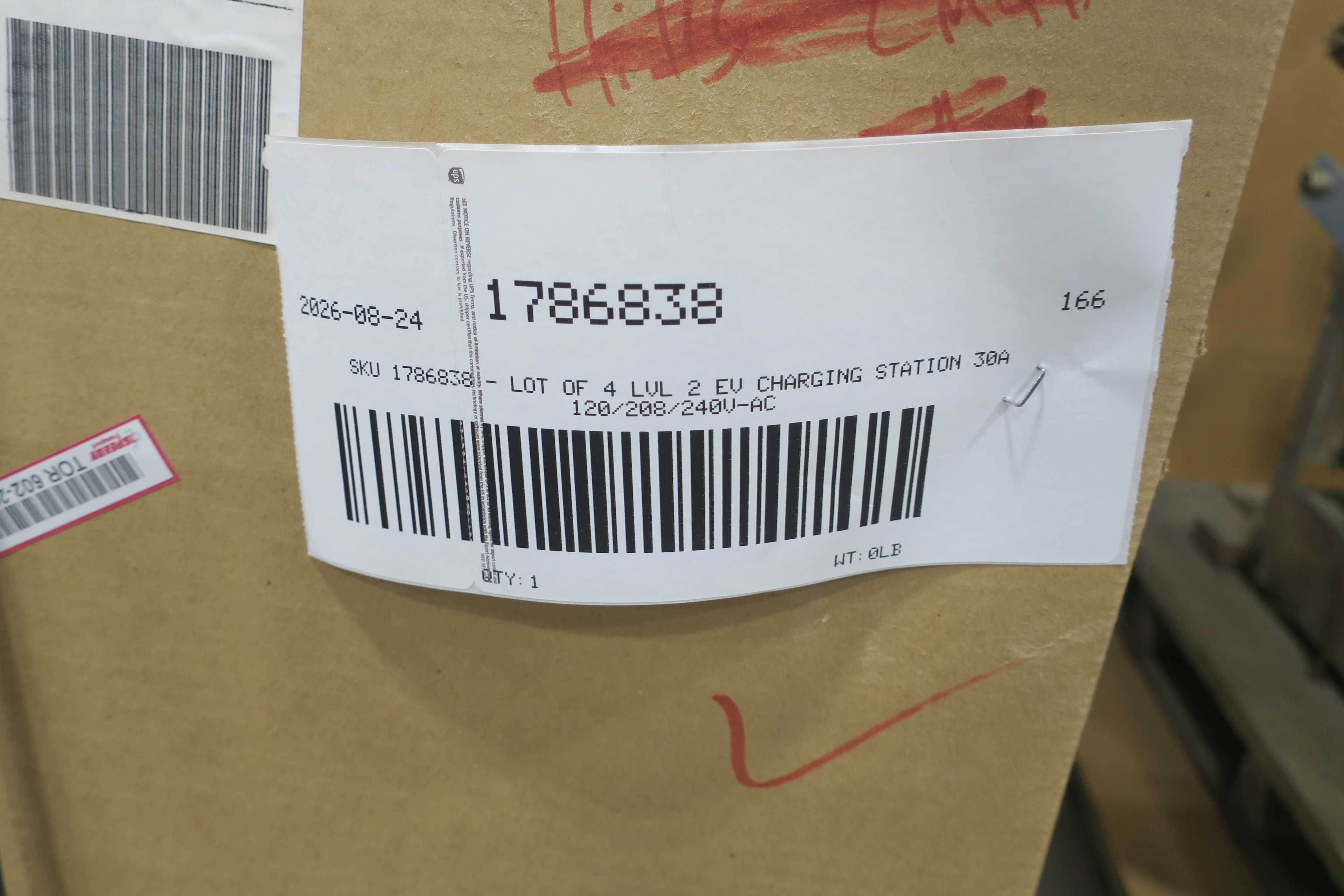 SKU 1786838 - LOT OF 4 LVL 2 EV CHARGING STATION 30A 120/208/240V-AC - ELECTRICAL COMPONENTS