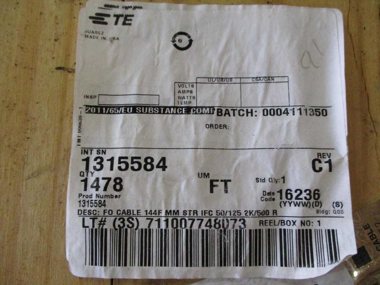COMMSCOPE 1315584 FIBER OPTIC CABLE ROLL 144 FIBER MULTI-MODE (1400 FT.) T116262 - FIBER OPTIC CABLE