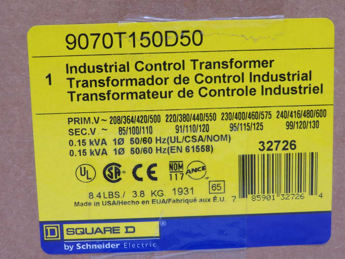 SQUARE D 9070T150D50 INDUSTRIAL CONTROL TRANSFORMER T198519 - CONTROL TRANSFORMERS