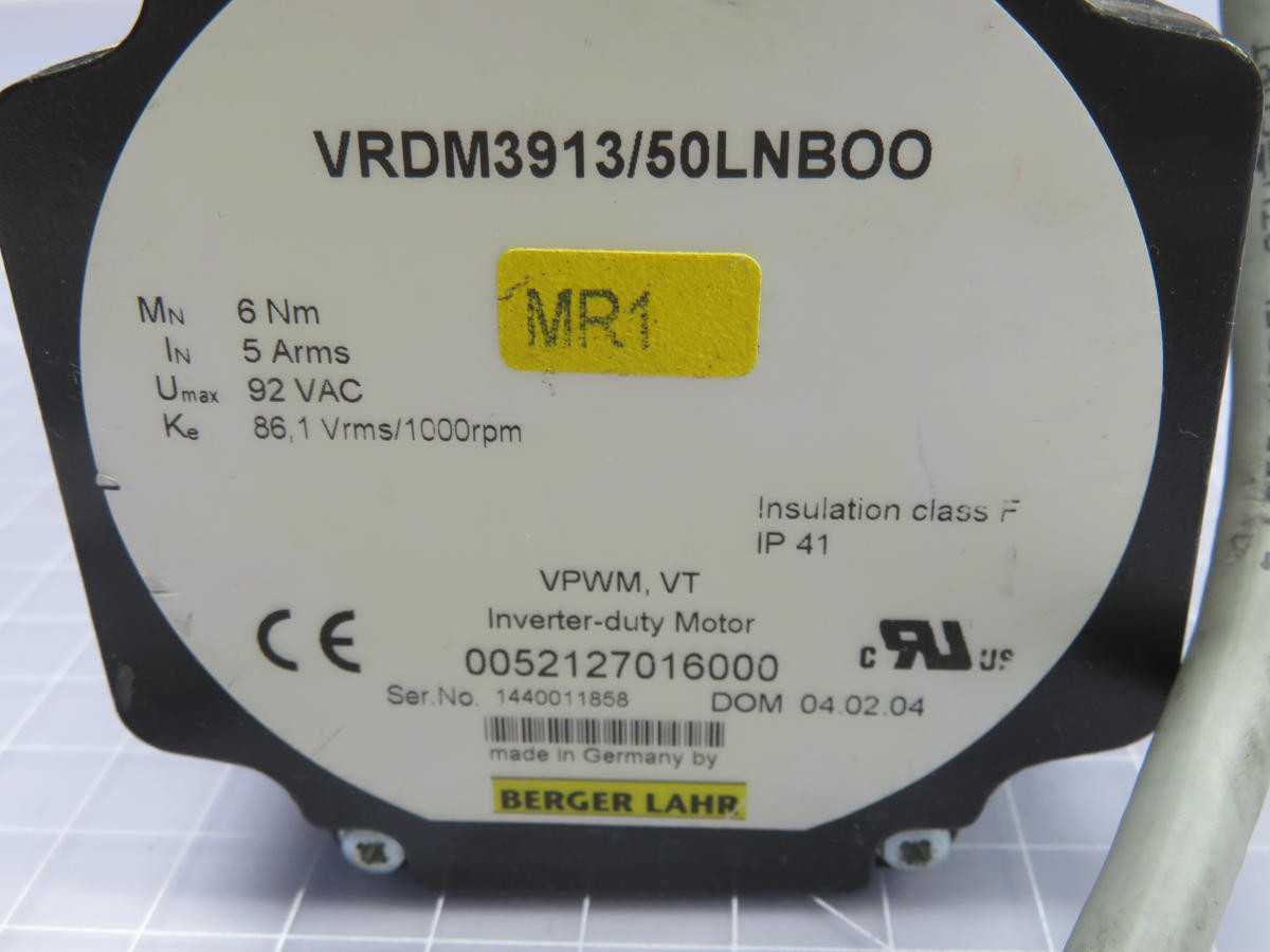 BERGER LAHR VRDM3913/50LNBOO 0052127016000 INVERTER-DUTY MOTOR T220419 - ELECTRIC MOTORS