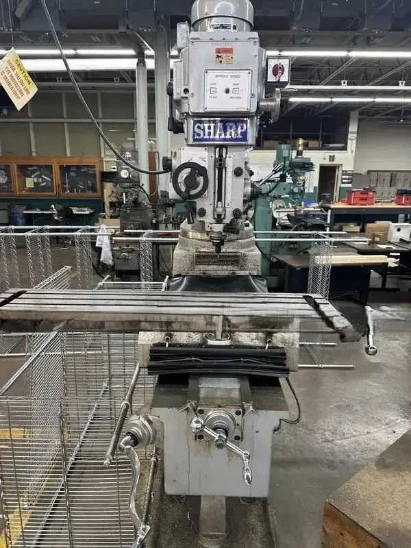 Sharp Model TMV-1 Vertical Milling Machine 10X54" Table, 5HP Power - VERTICAL MILLING MACHINES